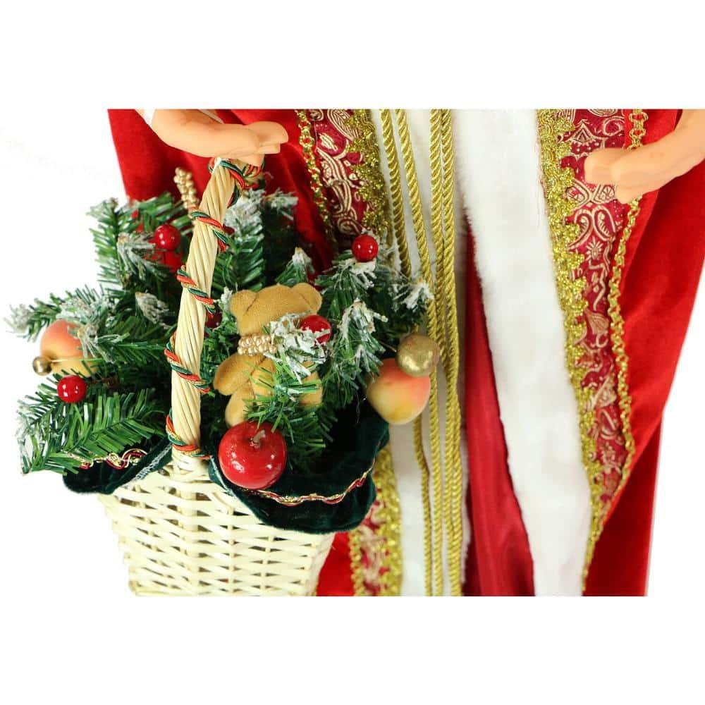 58 in. Christmas Dancing Mrs. Claus with Hooded Cloak and Gift Basket