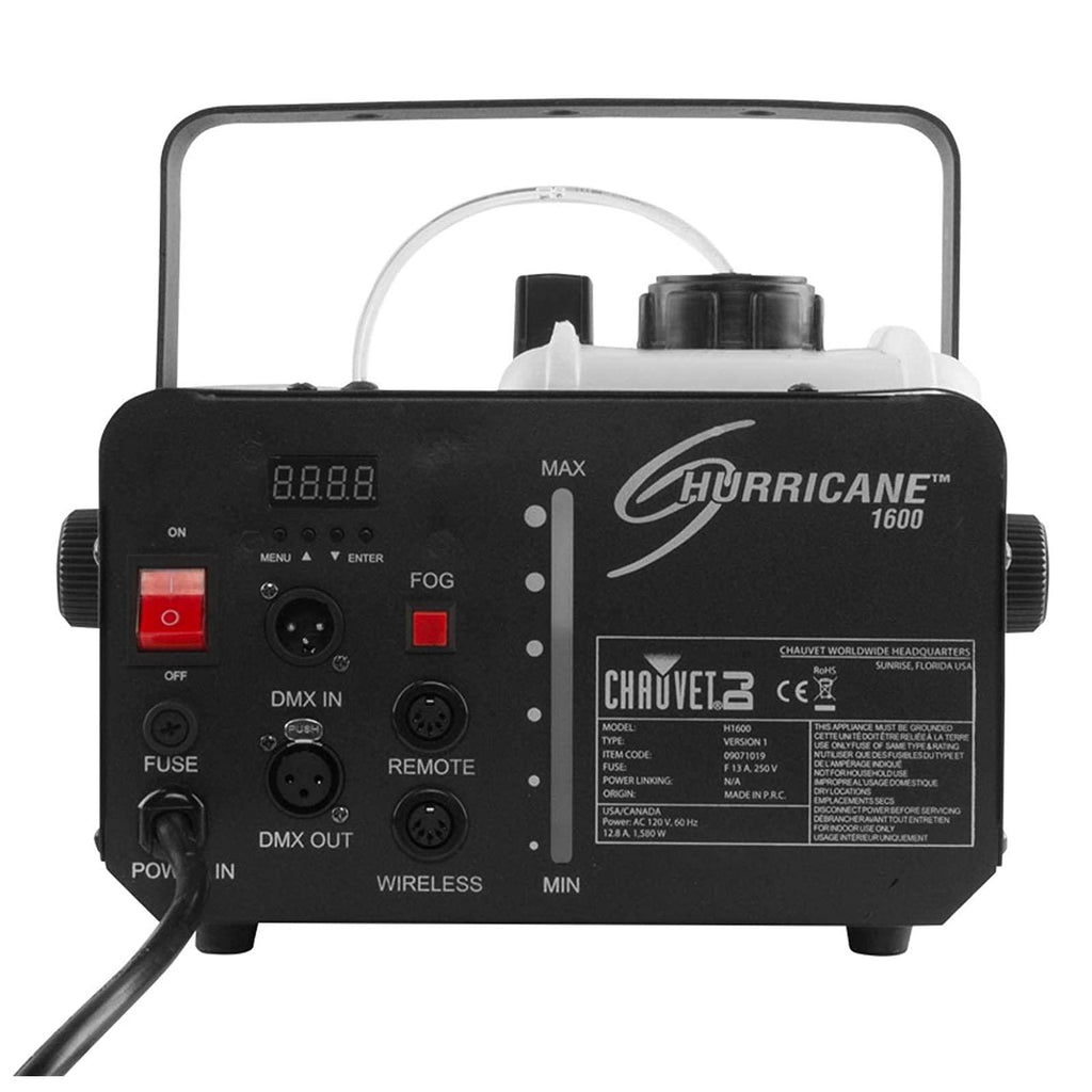 CHAUVET DJ Hurricane 1600 Compact High-Output Fog Machine w/Timer Remote &amp; Automatic Shut-Off