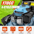 Gas Lawn Mower, 22" Self Propelled Gas Powered Lawnmower with 170cc OHV 4-Cycle Engine, 3-in-1 Walk-Behind Push Lawn Mower, 6-Position Height Adjustment