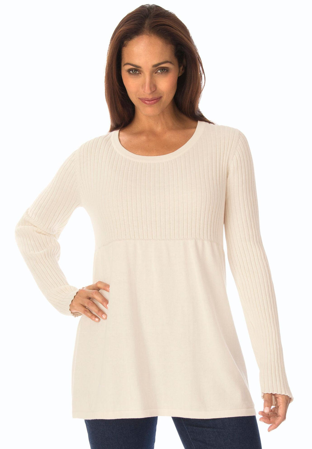 ribbed baby doll tunic sweater