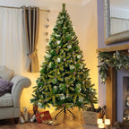 ENYOPRO 7.4FT Christmas Tree, Hinged Artificial Christmas Tree with 1300 Branch Tips and 65 Pine Cones, Christmas Pine Tree with Metal Stand, Decor for Party Wedding Office Home Bedroom, K1005