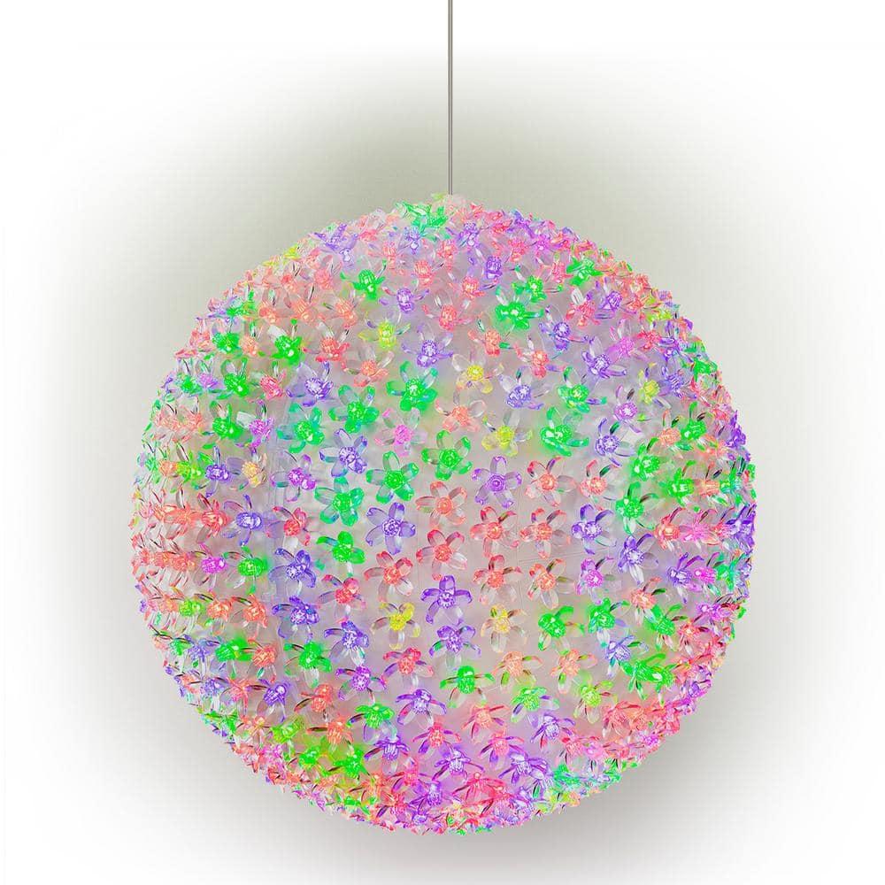 13 in. Dia Large Flashing Sphere Ornament With Multi-Colored LED Lights