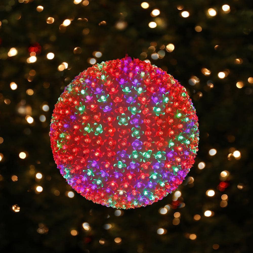 13 in. Dia Large Flashing Sphere Ornament With Multi-Colored LED Lights