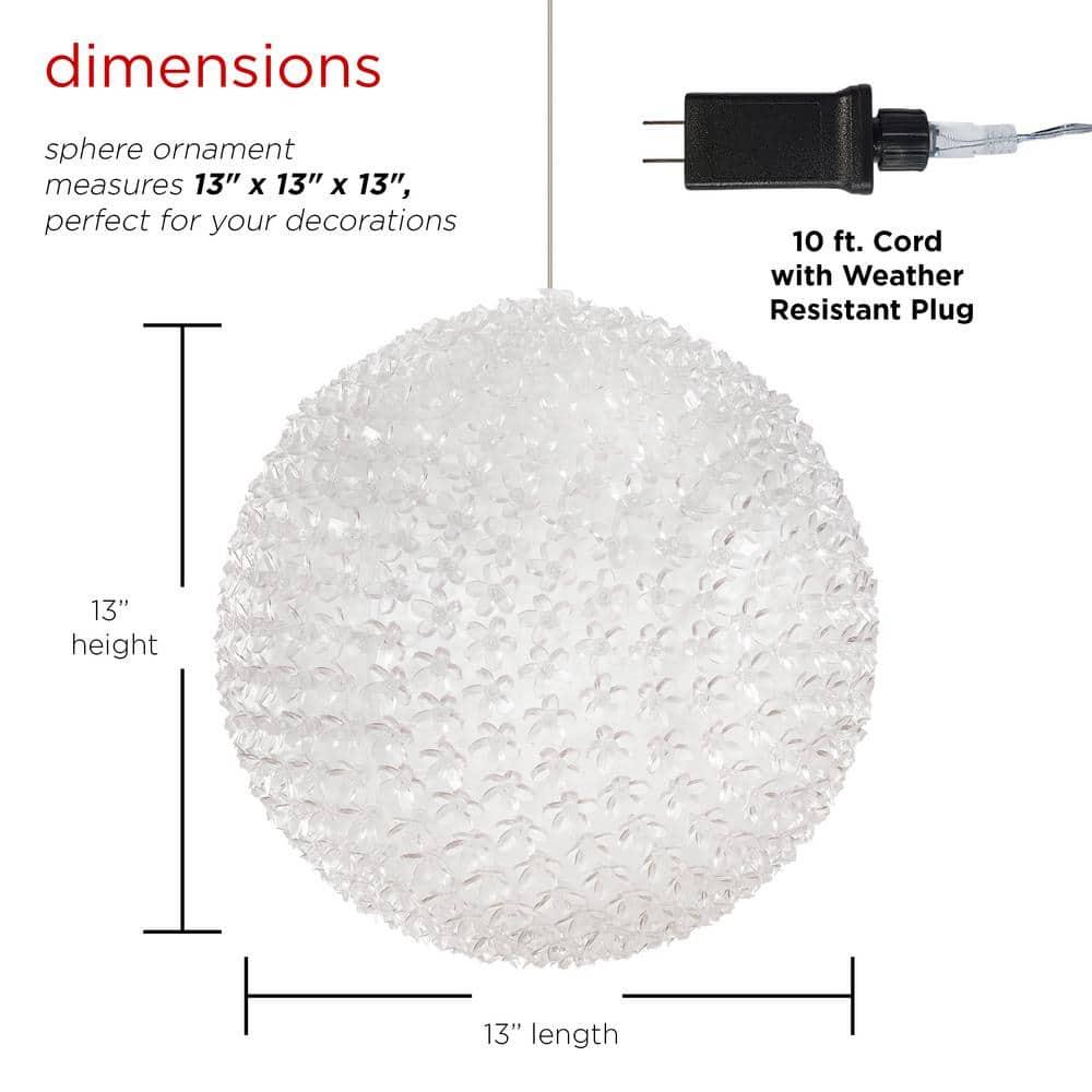 13 in. Dia Large Flashing Sphere Ornament With Multi-Colored LED Lights