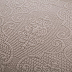 DaDa Bedding Neutral Taupe BeiSandy Elegant Floral Cotton Quilted Bedspread Set (JHW-585)
