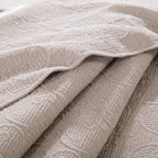 DaDa Bedding Neutral Taupe BeiSandy Elegant Floral Cotton Quilted Bedspread Set (JHW-585)