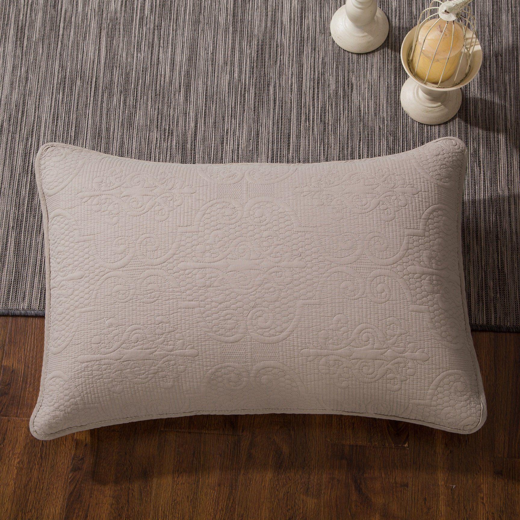 DaDa Bedding Neutral Taupe BeiSandy Elegant Floral Cotton Quilted Bedspread Set (JHW-585)
