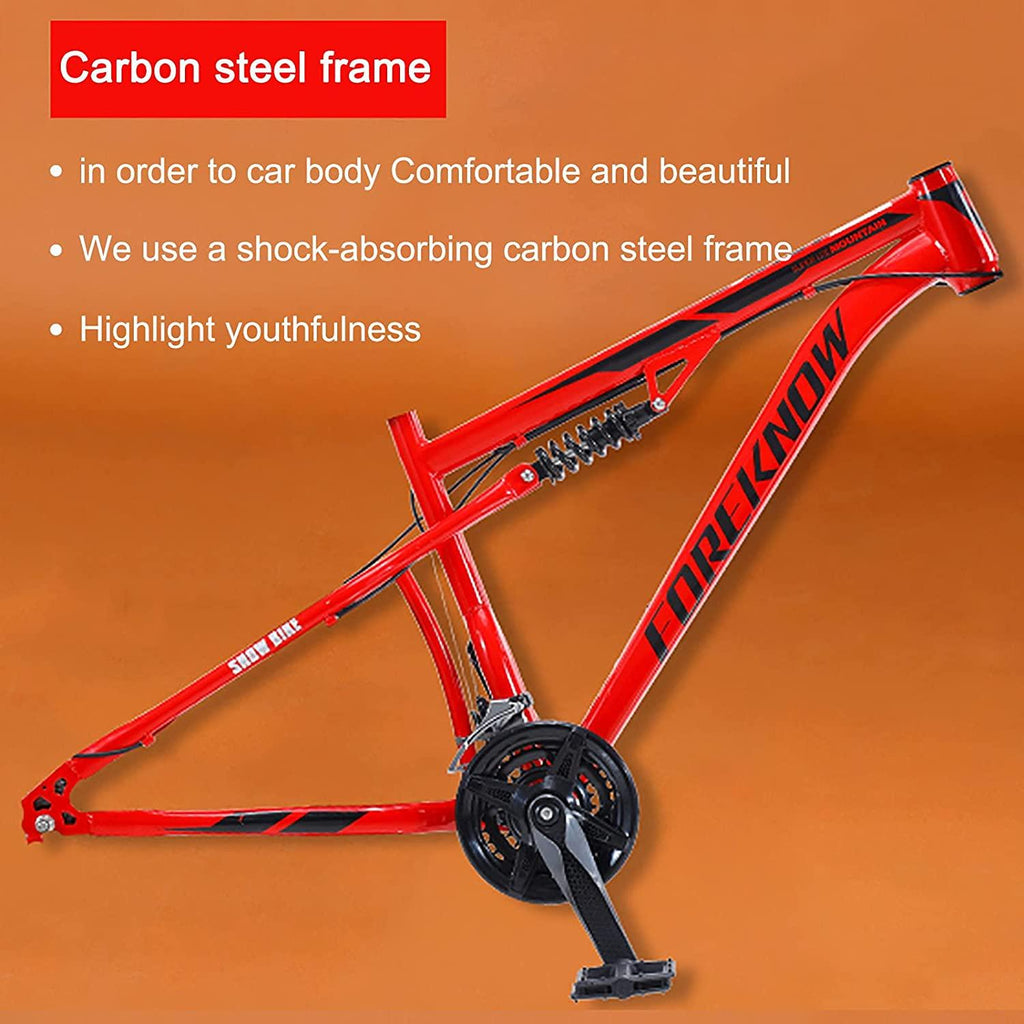 QMMD Adult Mountain Bikes 26 Inch Fat Tire Mountain Bike 21 Speed MTB Bicycle Dual Suspension Frame and Suspension Fork All Terrain Urban Commuter City Bicycle