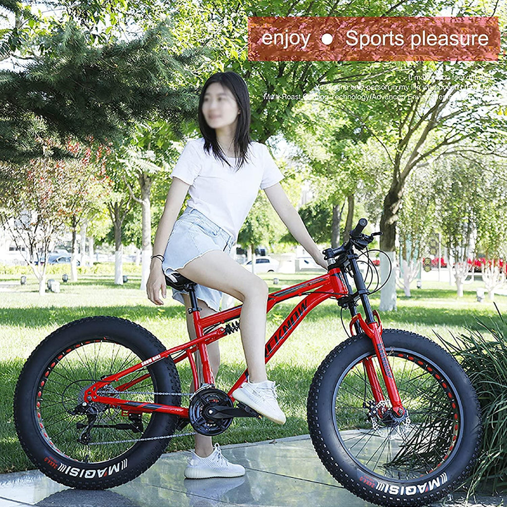 QMMD Adult Mountain Bikes 26 Inch Fat Tire Mountain Bike 21 Speed MTB Bicycle Dual Suspension Frame and Suspension Fork All Terrain Urban Commuter City Bicycle