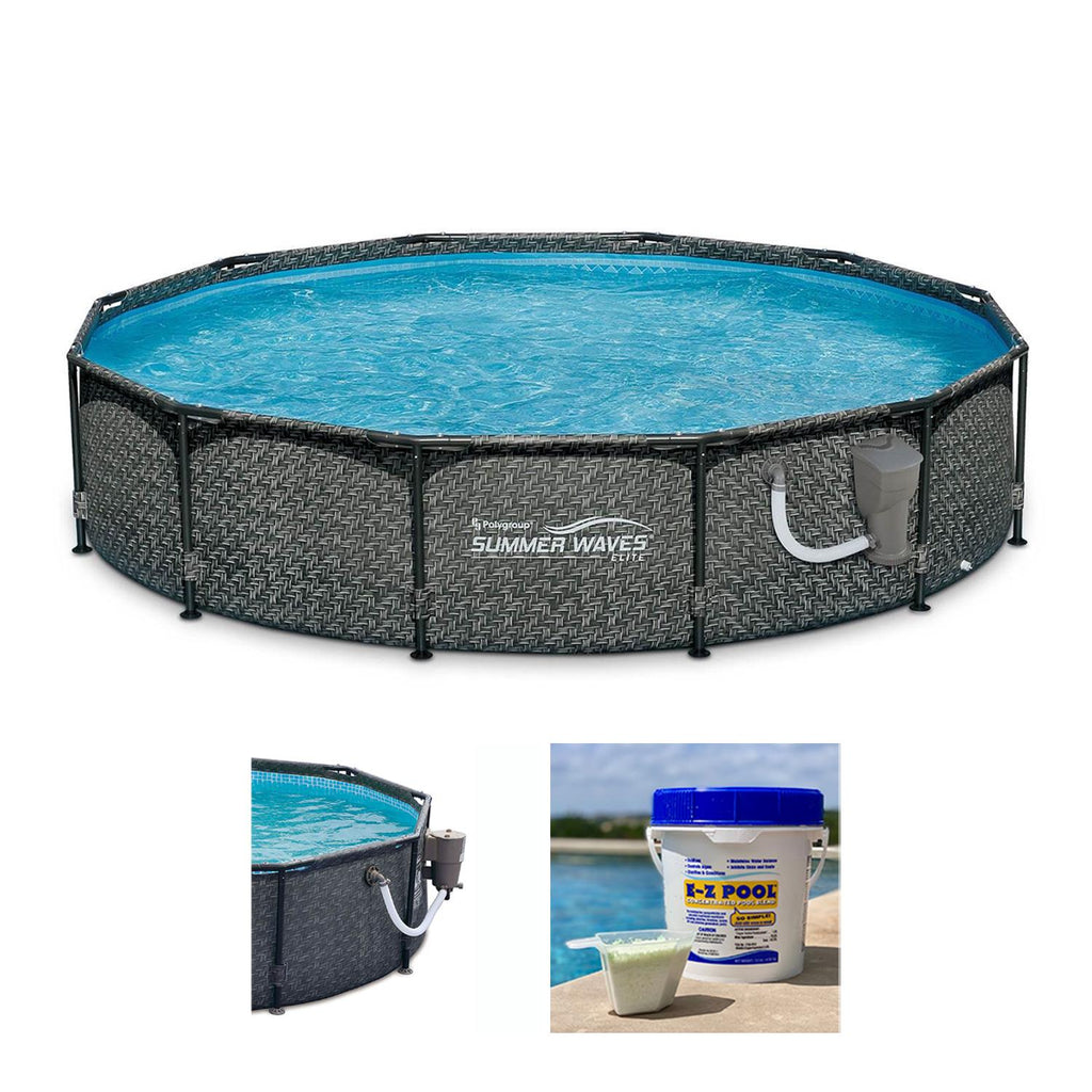 Summer Waves P20012331 Active 12ft x 33in Round Frame Above Ground Swimming Pool Set with Skimmer Filter Pump, Cartridge &amp;
