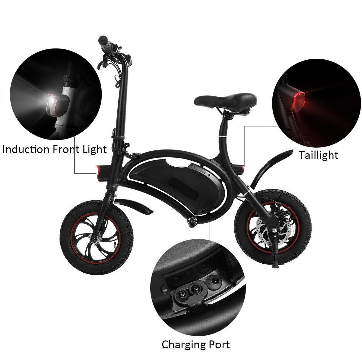 shaofu Folding Electric Bike– 350W 36V Electric Bicycle Waterproof E-Bike with 15 Mile Range, Collapsible Frame, and APP Speed Setting