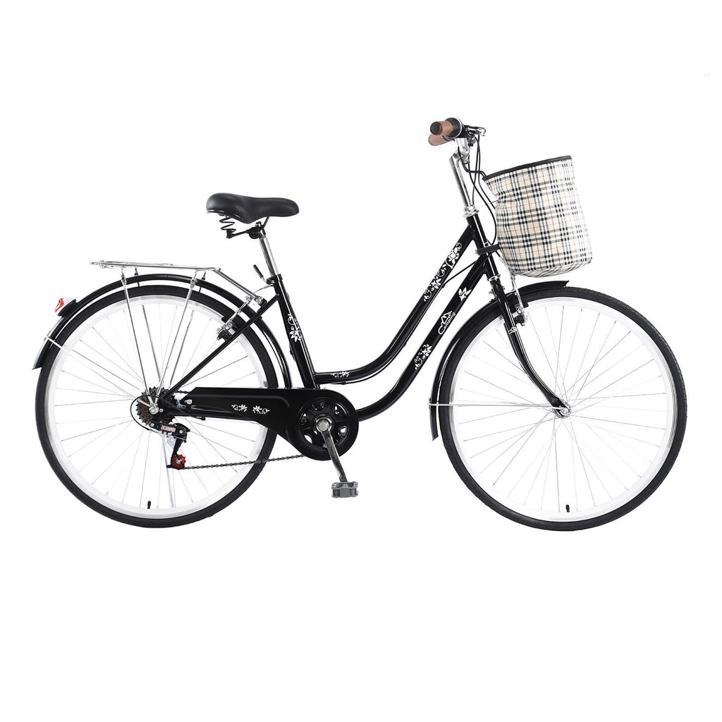 Campingsurvivals Urban Commuter City Bike, 7 Speed Adult Road Bicycle, Black