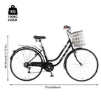 Campingsurvivals Urban Commuter City Bike, 7 Speed Adult Road Bicycle, Black
