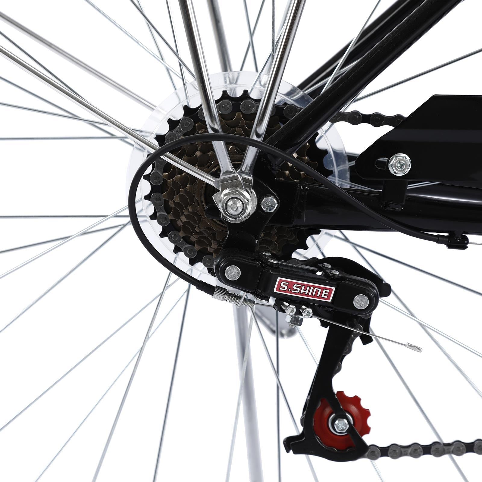Campingsurvivals Urban Commuter City Bike, 7 Speed Adult Road Bicycle, Black