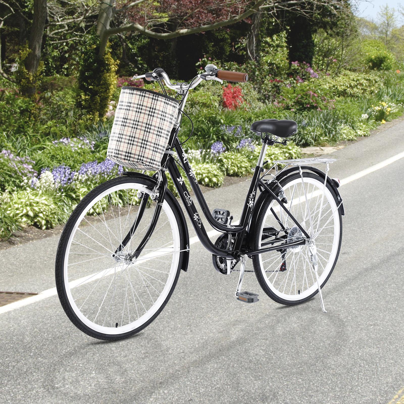 Campingsurvivals Urban Commuter City Bike, 7 Speed Adult Road Bicycle, Black