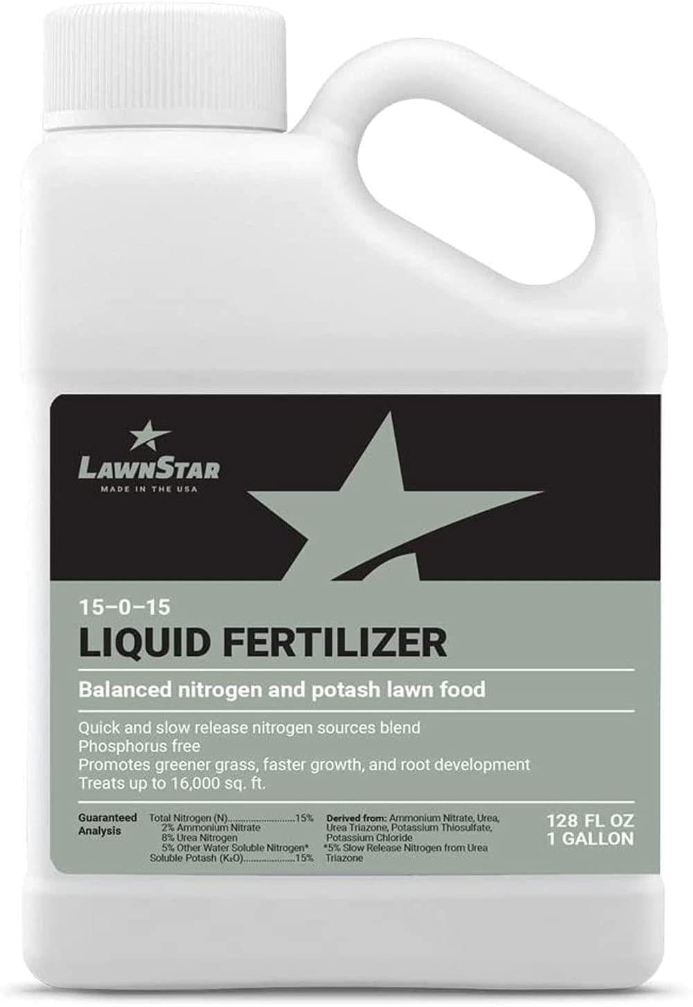 lawnstar starter 0-15-0 phosphorous-free liquid plant lawn garden fertilizer soil amendment for lawns, plants, flowers, and trees, 1 gallon (3 pack)