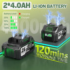 21V 3-in-1 Cordless Weed Wacker Eater-Weeding/Trimming/Lawn Mower, with 8 Replace Auto Line Feed, Electric Grass Trimmer for Garden, Lawn, 120 Mins of Non-Stop (2x4.0 mAh Battery Included)