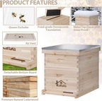 lafuria 2 layers 20 frames langstroth honey bee hive box wooden with metal roof for beekeeping