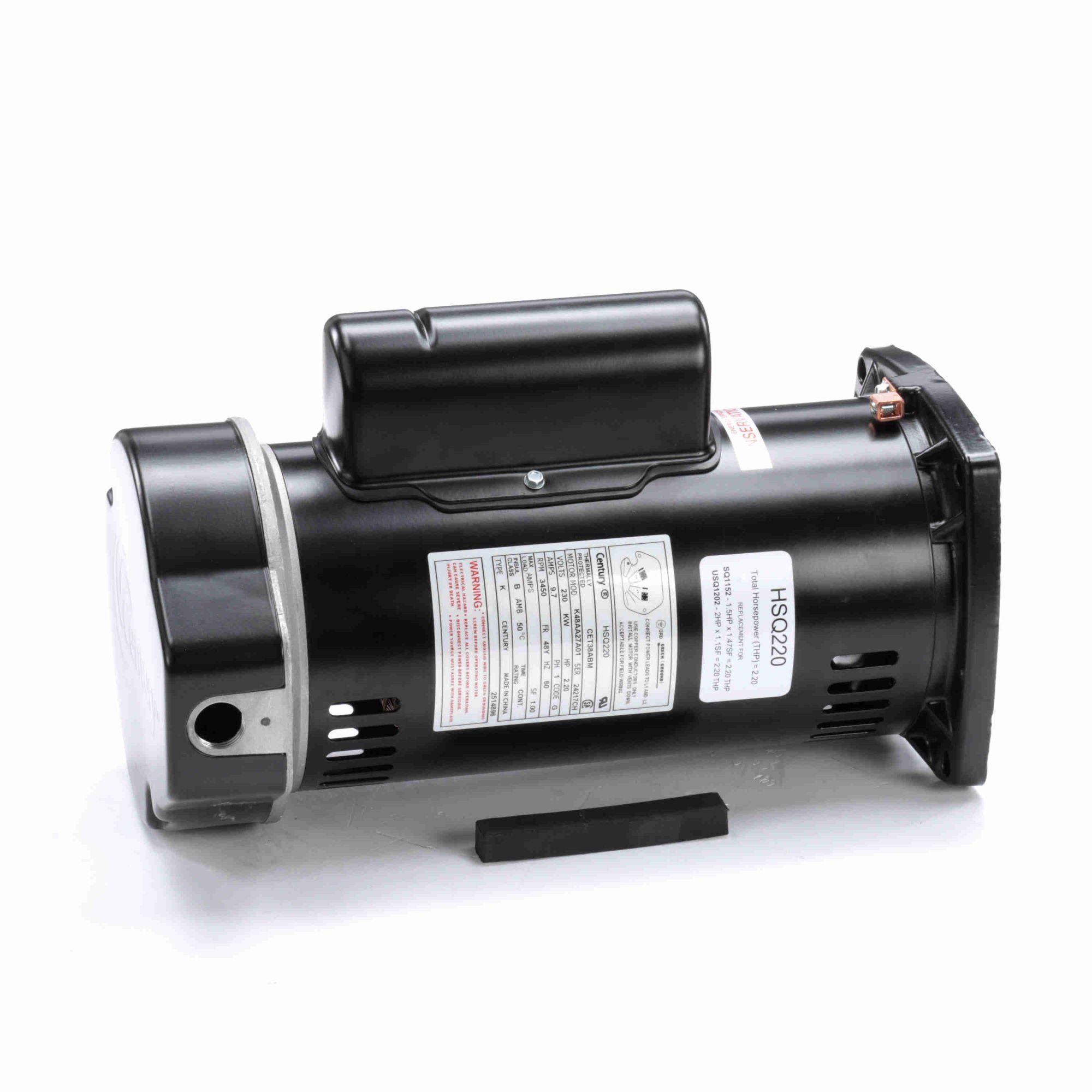 2.20 hp square flange threaded shaft horizontal pool pump motor