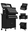 8-Drawer Rolling Tool Chest, 2-in-1 High Capacity Removable Cabinet StoraTool Box with Wheels and Drawers, Detachable Toolbox with Lock for Workshop Mechanics Gara(Black)