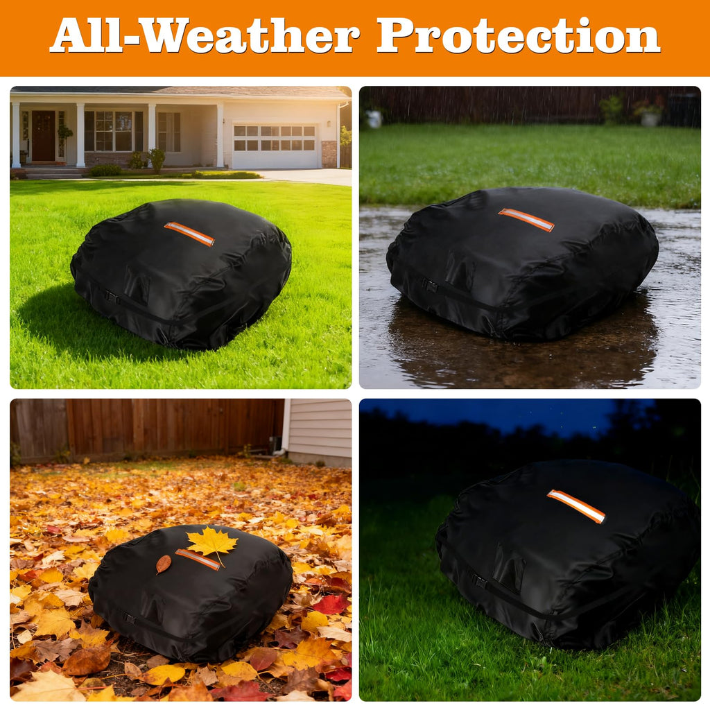 Robot Lawn Mower Cover Waterproof, 500D Heavy Duty Wire Automatic Robotic Lawnmower Protective Cover, Smart Mowing Machine Cover with Drawstring &amp; Buckles, 32x24x17 in, Black