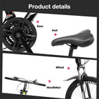 Pinkpaopao 26 Inch Mountain Bike With 21 Speed Dual Disc Brakes Full Suspension Non-slip