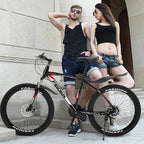 Pinkpaopao 26 Inch Mountain Bike With 21 Speed Dual Disc Brakes Full Suspension Non-slip