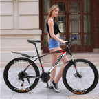 Pinkpaopao 26 Inch Mountain Bike With 21 Speed Dual Disc Brakes Full Suspension Non-slip