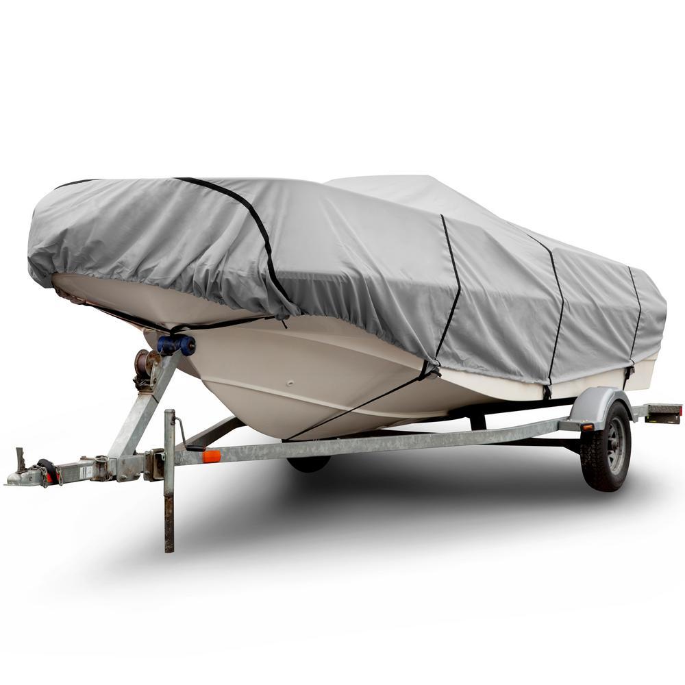 Sportsman 300 Denier 14 ft. to 16 ft. (Beam Width to 90 in.) Gray V-Hull Fishing Boat Cover Size BT-3