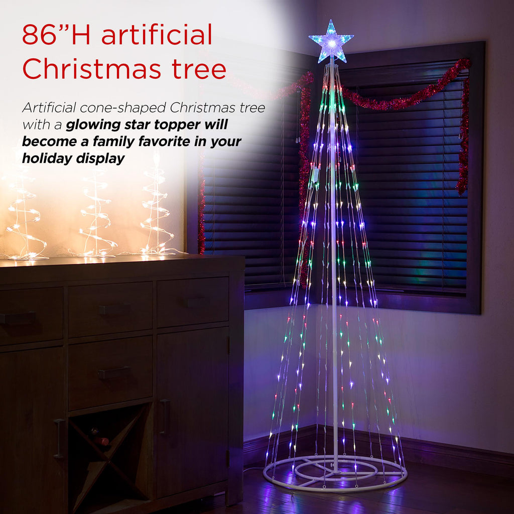 Alpine Corporation 86-inch Artificial Christmas Tree with Glowing Star Topper