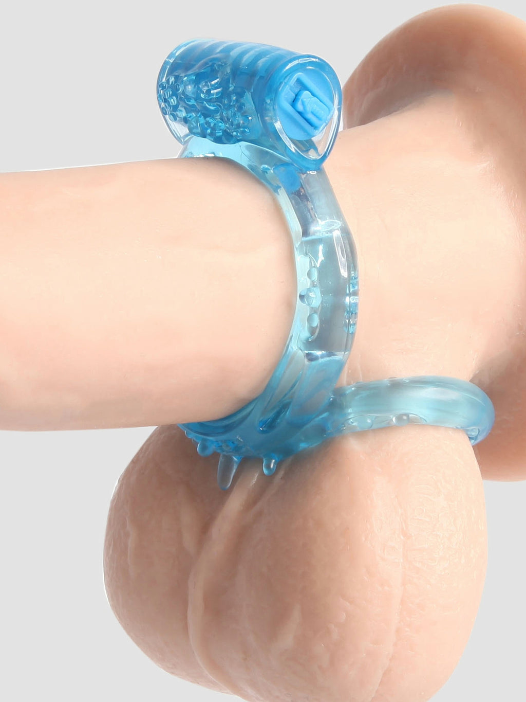 BASICS Vibrating Twin Cock Ring, Blue