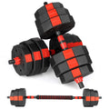 Wolfyok 2 in 1 Adjustable Dumbbell Set 66LB, Barbell with Connecting Rod for Weight Lifting Training Home Gym, Black
