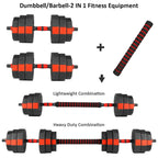 Wolfyok 2 in 1 Adjustable Dumbbell Set 66LB, Barbell with Connecting Rod for Weight Lifting Training Home Gym, Black