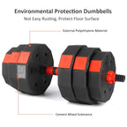 Wolfyok 2 in 1 Adjustable Dumbbell Set 66LB, Barbell with Connecting Rod for Weight Lifting Training Home Gym, Black