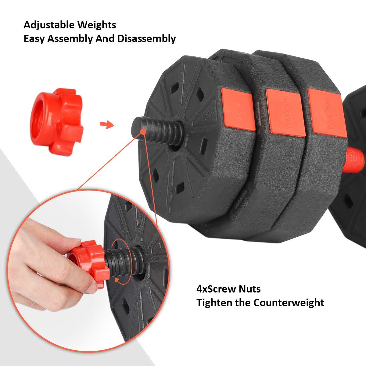 Wolfyok 2 in 1 Adjustable Dumbbell Set 66LB, Barbell with Connecting Rod for Weight Lifting Training Home Gym, Black