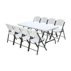 6 ft. White Granite StacTable and Chair Combo (8-Pack)