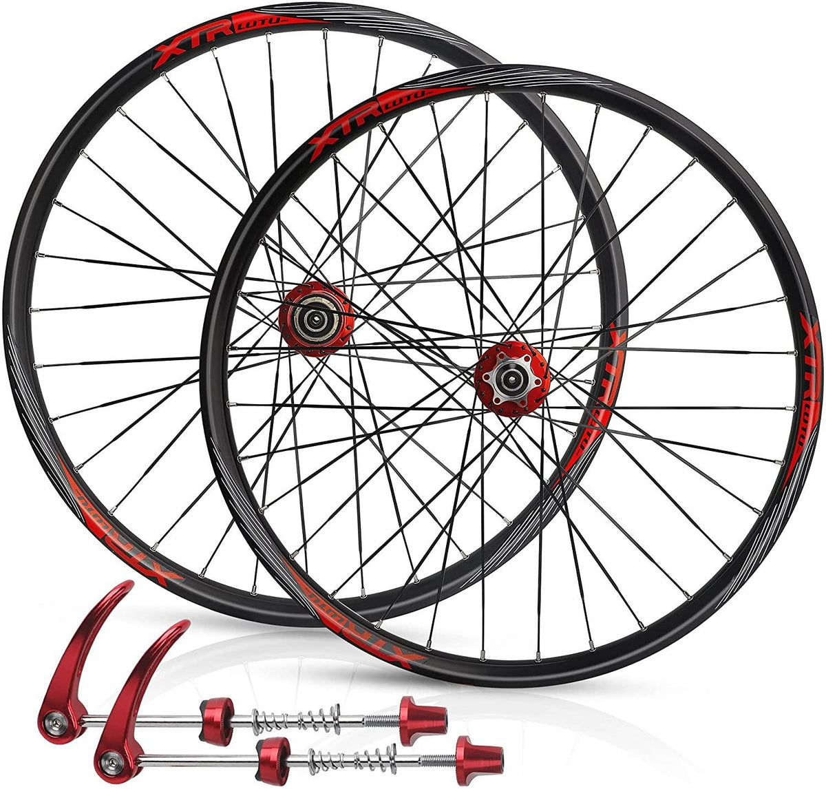 MTB Bicycle Wheelset, Bicycle Wheel Front &amp; Rear Set 26" Double Layer Alloy Rim Sealed Bearing, QR 7-11 Speed Cassette Hub Disc Brake