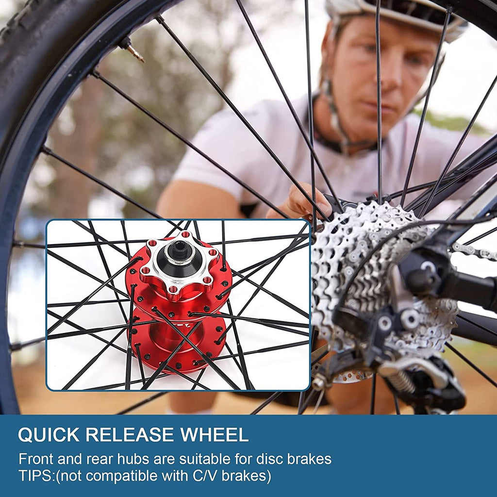 MTB Bicycle Wheelset, Bicycle Wheel Front &amp; Rear Set 26" Double Layer Alloy Rim Sealed Bearing, QR 7-11 Speed Cassette Hub Disc Brake