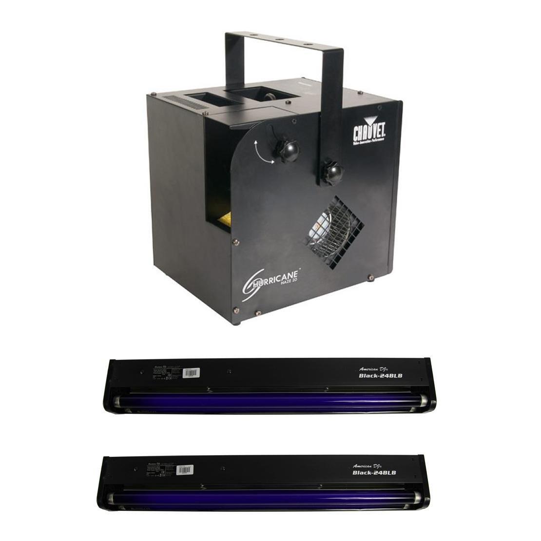 Chauvet DJ Hurricane Haze 2D Smoke/Fog Machine w/ Remote &amp; Black Light (2 Pack)