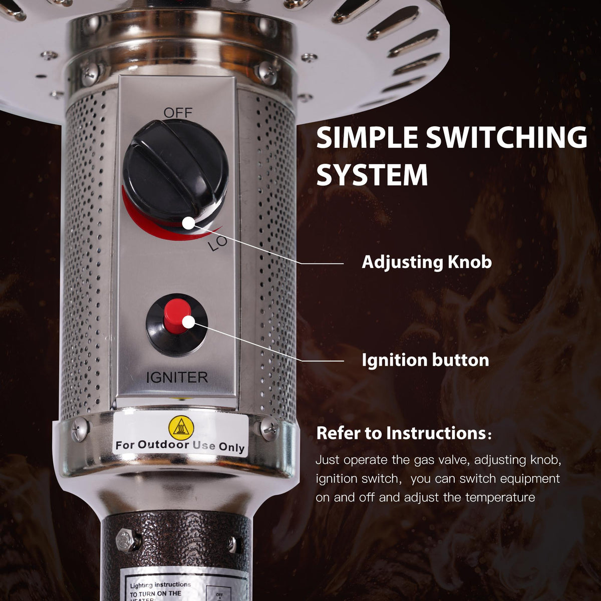 ALAREWO Outdoor Gas Heater,Portable Power Heater,46000 BTU,88 Inches Tall Premium Standing Patio Heater,With Auto Shut Off And Simple Ignition System,Wheels And Base Reservoir