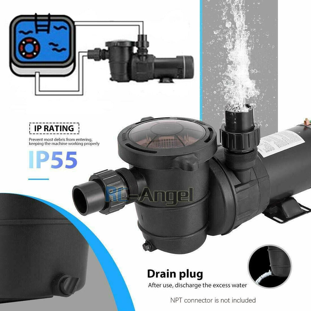 1.5hp above ground swimming pool pump motor 5800gph  w/ strainer for hayward