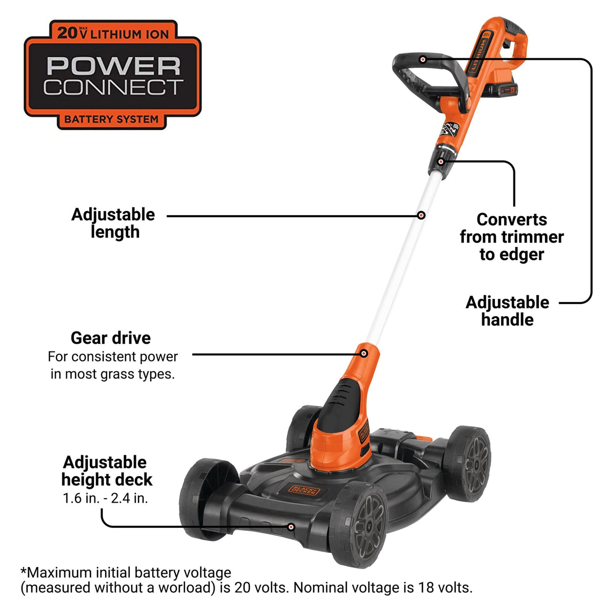 Weed Eater, Lawn Edger and Cordless Lawn Mower 3 in 1 Combo, Includes (2) Batteries, Charger, 12 Inch Battery Powered String Trimmer and Lawnmower, Adjustable Length and Height (MTC220)