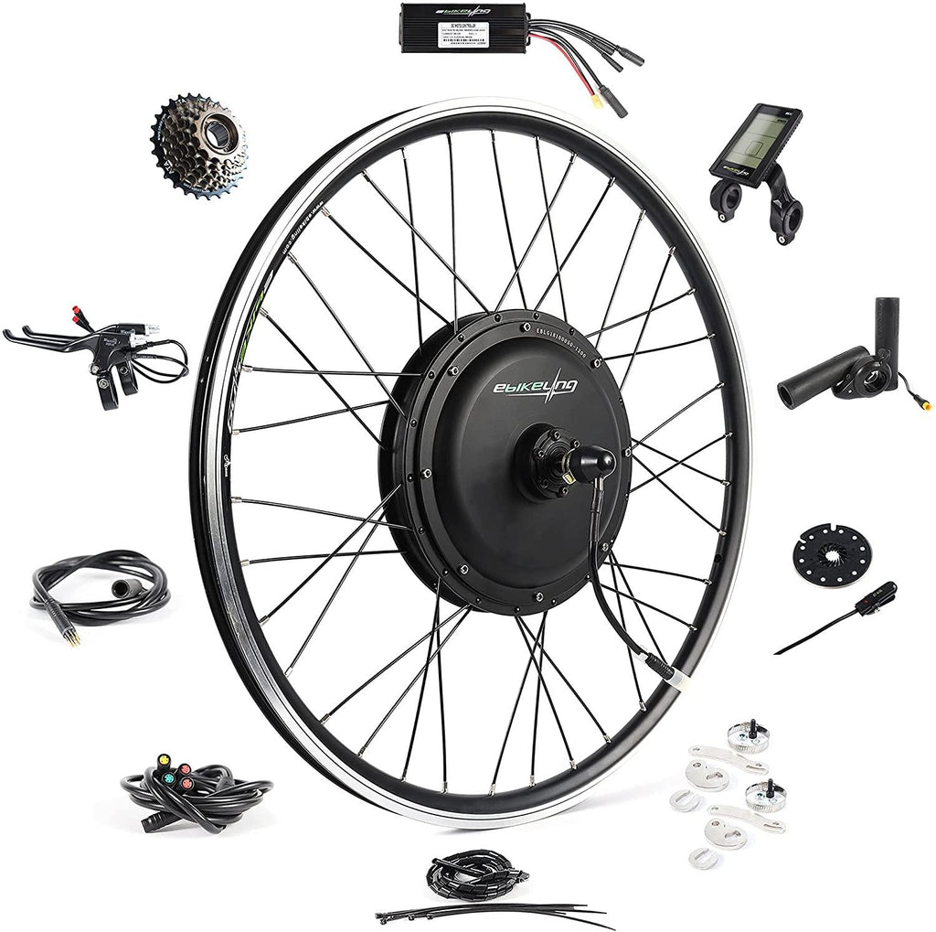 EBIKELING Waterproof Ebike Conversion Kit 48V 1200W 26" Direct Drive Electric Bike Conversion Kit - Ebike Kit - Front &amp; Rear Wheel Hub Motor Kit