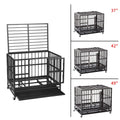 LEISURELIFE Heavy Duty LarDog Crate Strong Steel 36"/ 42"/ 48" - Pet Kennel Dog Cawith Wheels