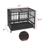 LEISURELIFE Heavy Duty LarDog Crate Strong Steel 36"/ 42"/ 48" - Pet Kennel Dog Cawith Wheels