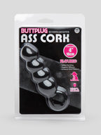 Beaded Silicone Butt Plug with Finger Loop, Black