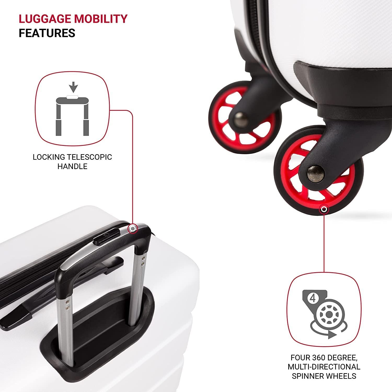 7366 Hardside Expandable Luggage with Spinner Wheels, White, Carry-On 19-Inch