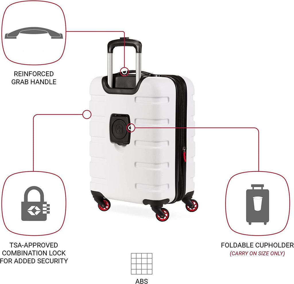 7366 Hardside Expandable Luggage with Spinner Wheels, White, Carry-On 19-Inch