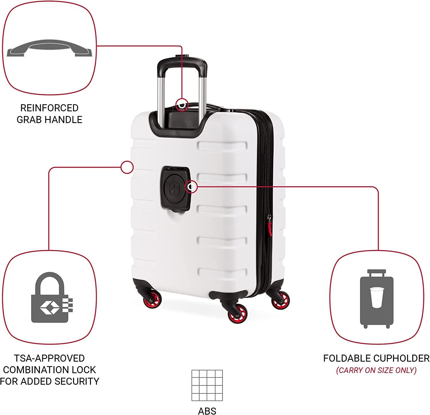 7366 Hardside Expandable Luggage with Spinner Wheels, White, Carry-On 19-Inch