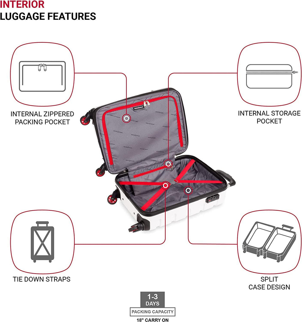 7366 Hardside Expandable Luggage with Spinner Wheels, White, Carry-On 19-Inch